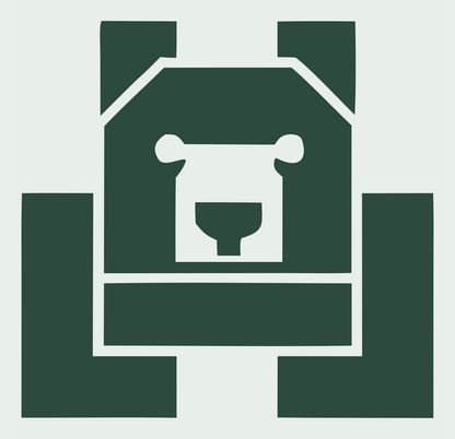 Brutalist Block Bear Front-Facing Mark #e8efe9/#2d4a3e