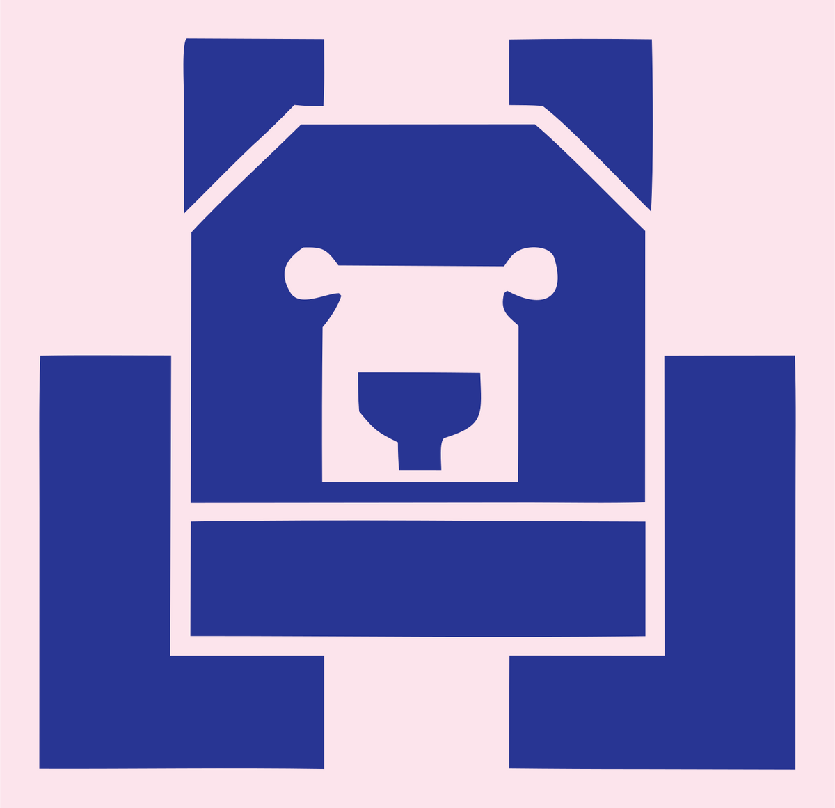 Brutalist Block Bear Front-Facing Mark #fce4ec/#283593