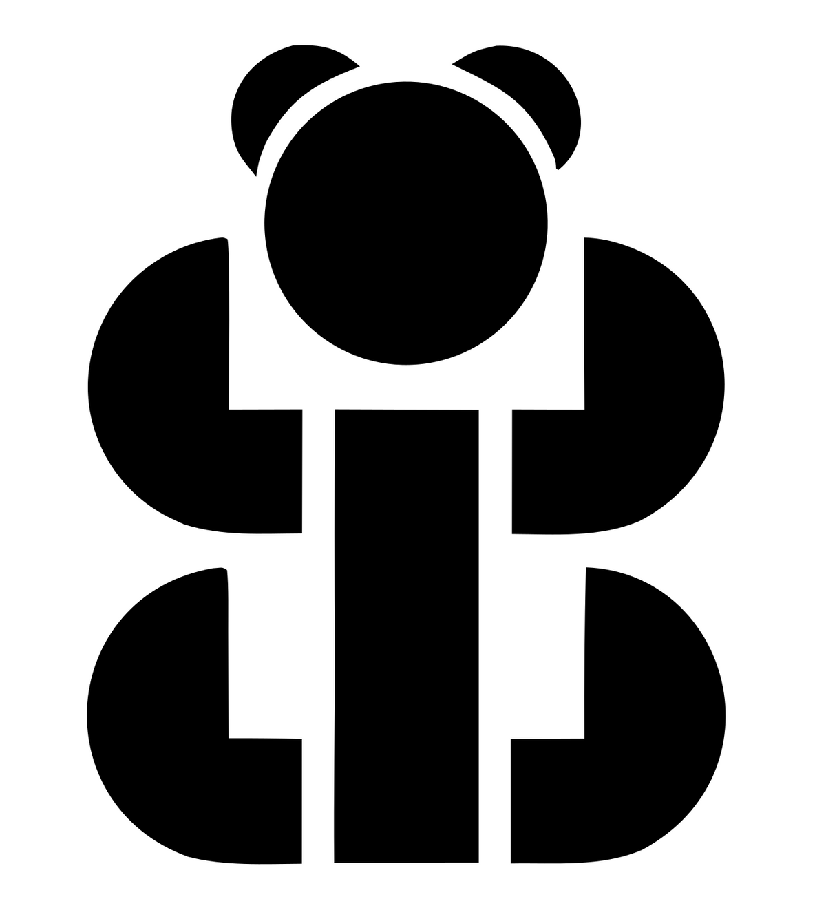 Brutalist Stacked Bear Body Mark #ffffff/#000000