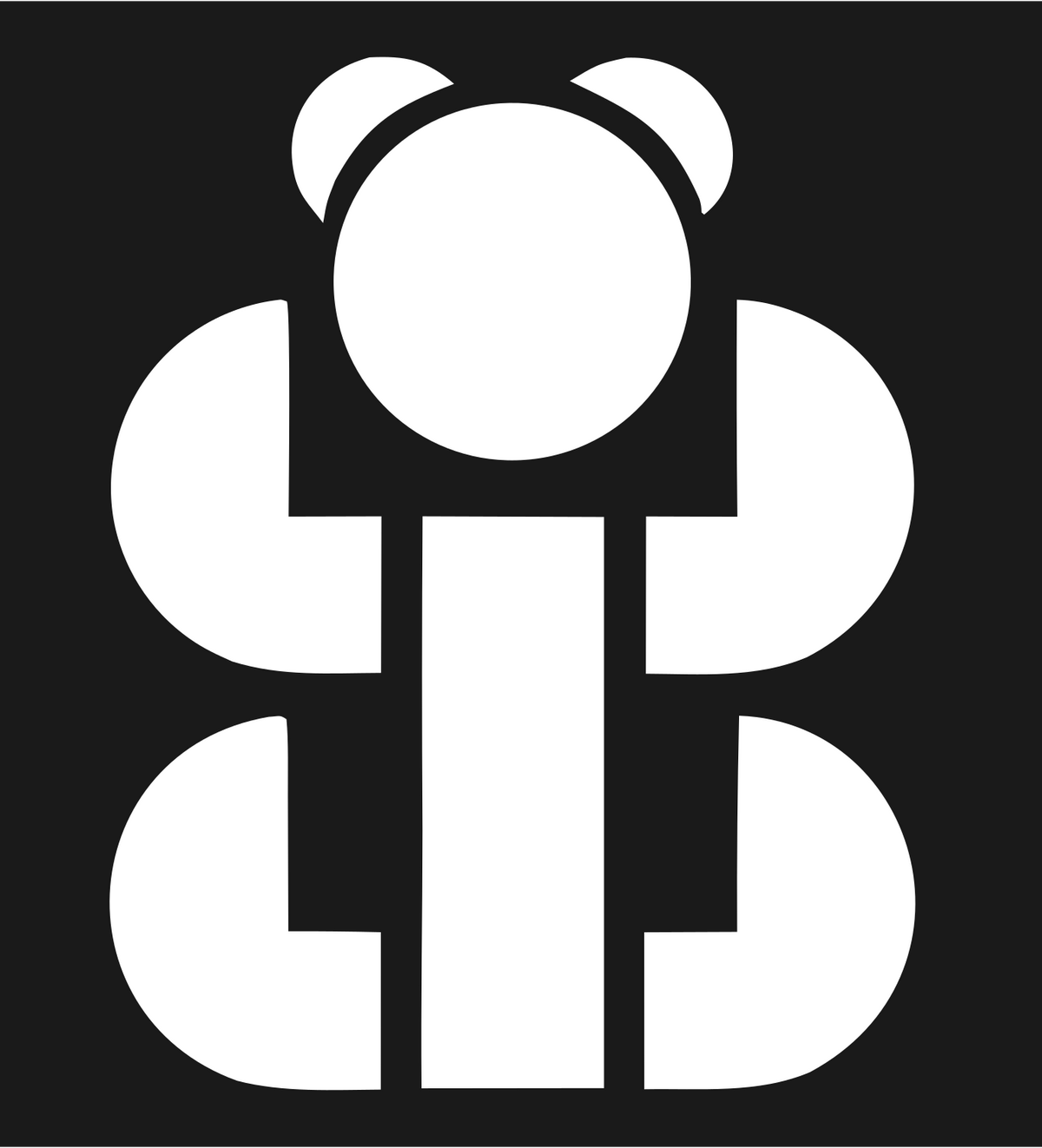 Brutalist Stacked Bear Body Mark #1a1a1a/#ffffff