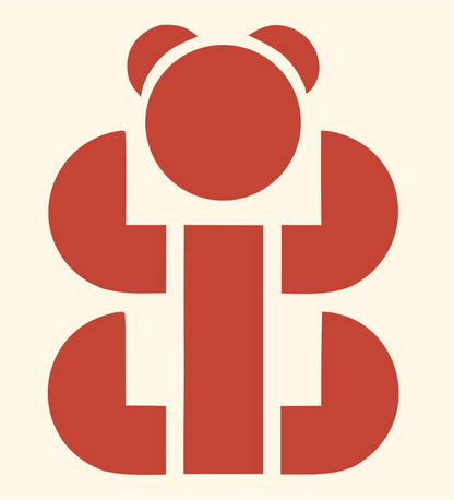 Brutalist Stacked Bear Body Mark #fff8e7/#c44536