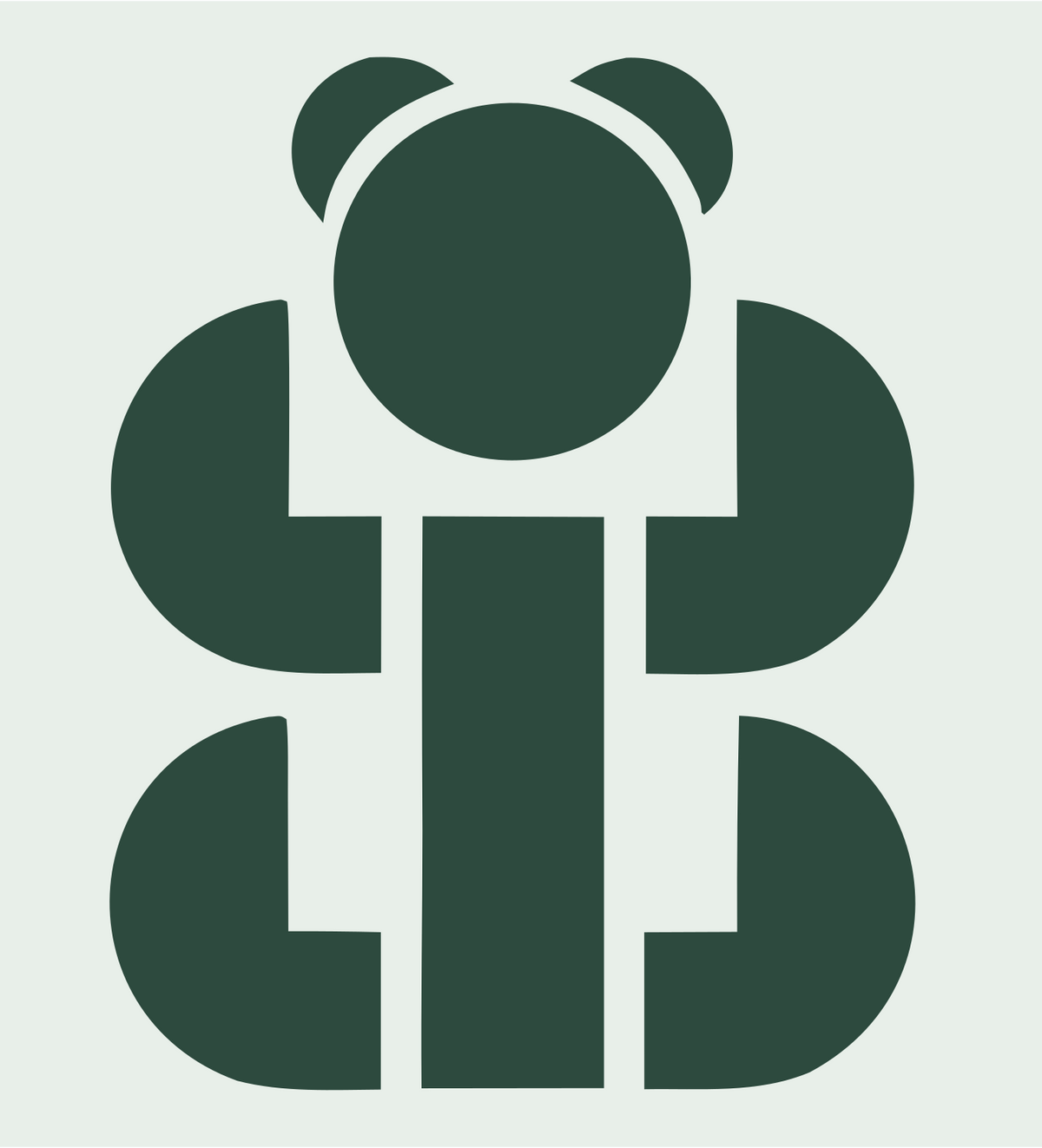 Brutalist Stacked Bear Body Mark #e8efe9/#2d4a3e