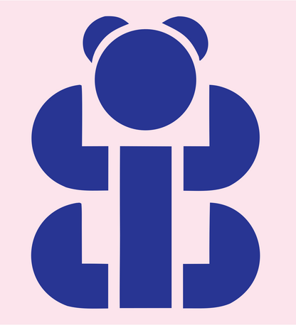 Brutalist Stacked Bear Body Mark #fce4ec/#283593
