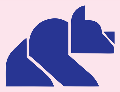 Brutalist Block Bear Silhouette Mark #fce4ec/#283593