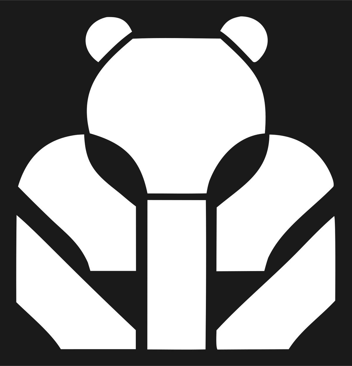 Brutalist Block Panda Bear Mark #1a1a1a/#ffffff