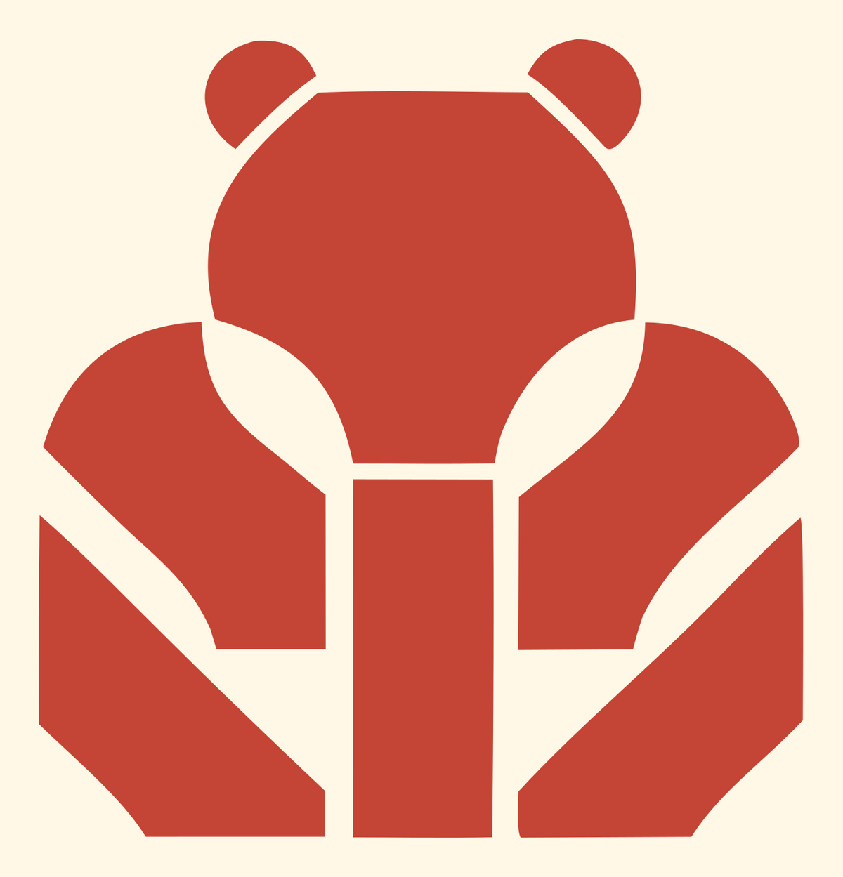 Brutalist Block Panda Bear Mark #fff8e7/#c44536