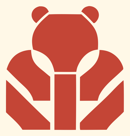 Brutalist Block Panda Bear Mark #fff8e7/#c44536