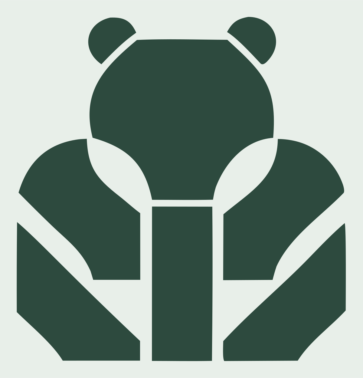 Brutalist Block Panda Bear Mark #e8efe9/#2d4a3e