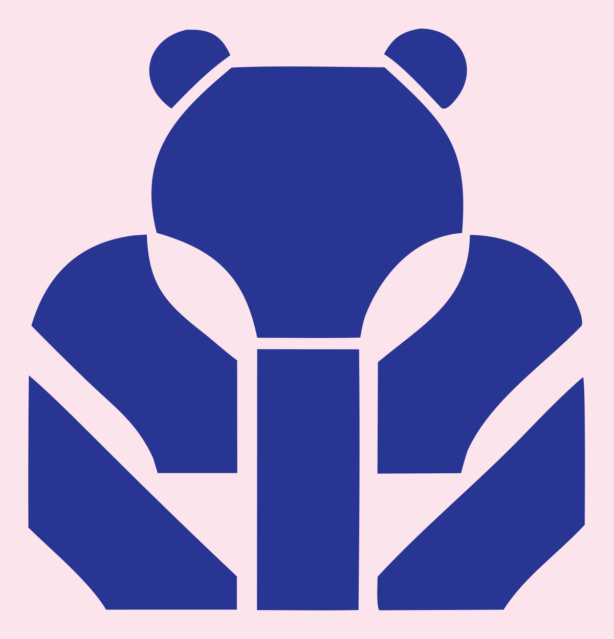 Brutalist Block Panda Bear Mark #fce4ec/#283593