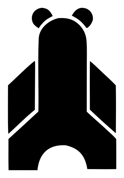 Brutalist Block Bear Rocket Body Mark #ffffff/#000000