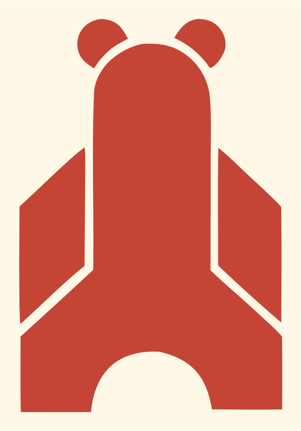 Brutalist Block Bear Rocket Body Mark #fff8e7/#c44536