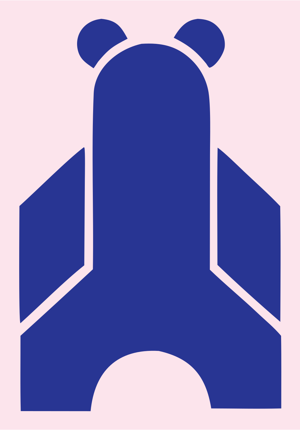 Brutalist Block Bear Rocket Body Mark #fce4ec/#283593