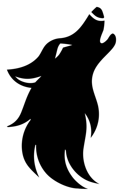 Hand-Drawn Howling Wolf Silhouette Mark #ffffff/#000000