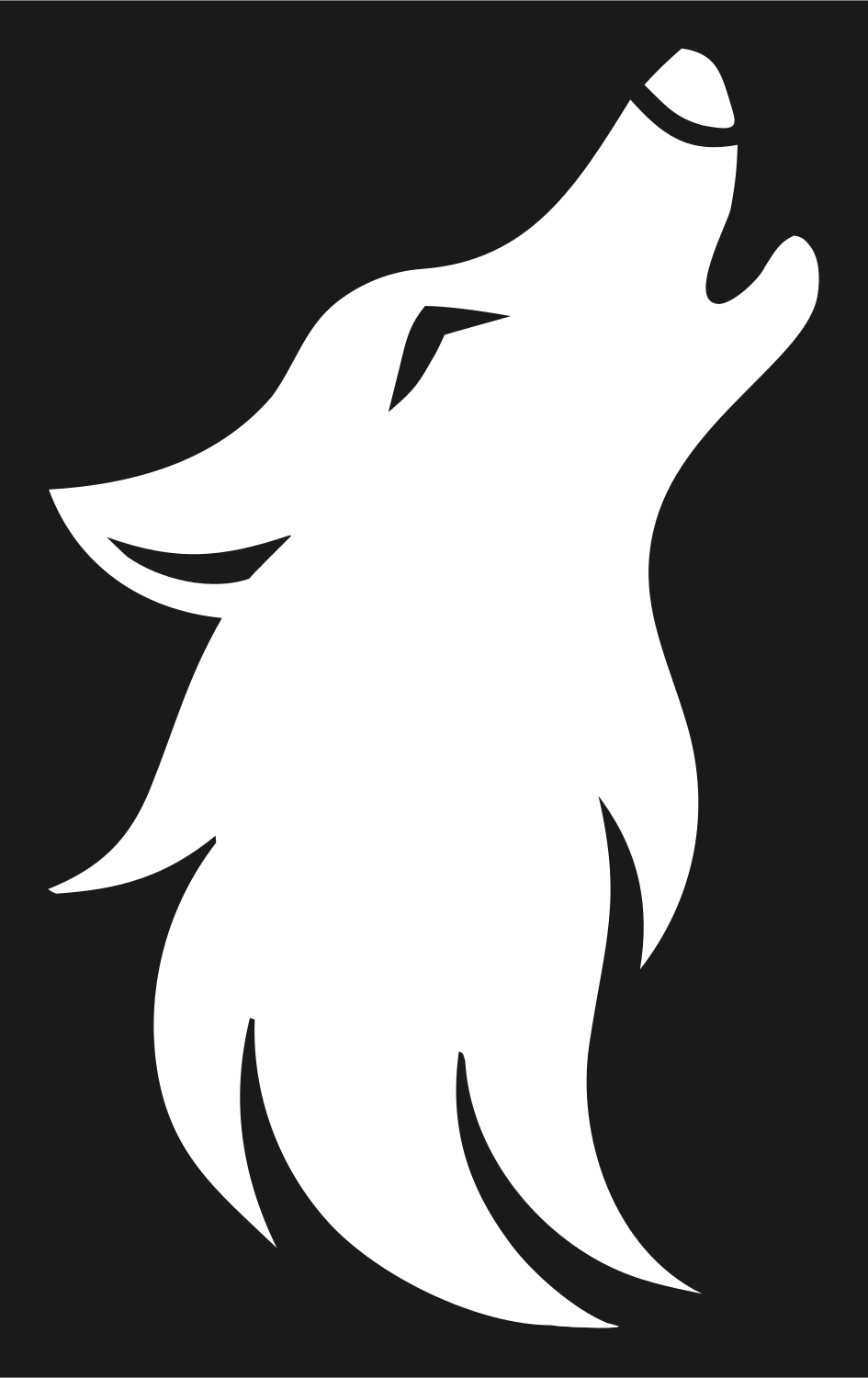 Hand-Drawn Howling Wolf Silhouette Mark #1a1a1a/#ffffff