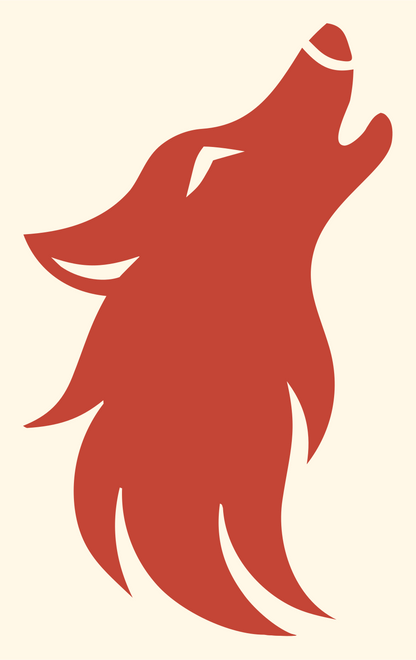 Hand-Drawn Howling Wolf Silhouette Mark #fff8e7/#c44536