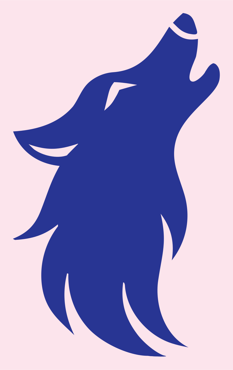 Hand-Drawn Howling Wolf Silhouette Mark #fce4ec/#283593