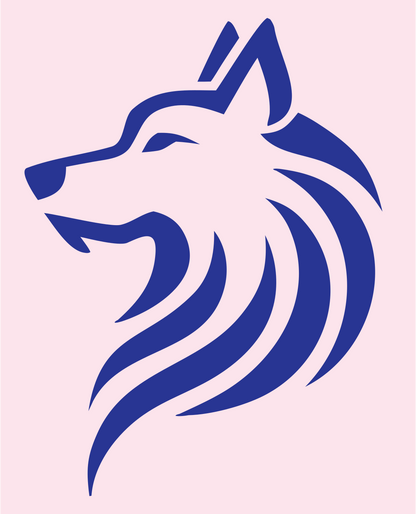 Tribal Flowing Mane Wolf Head Crest #fce4ec/#283593