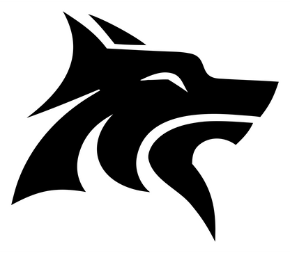 Bold Silhouette Side-Profile Wolf Head Badge #ffffff/#000000