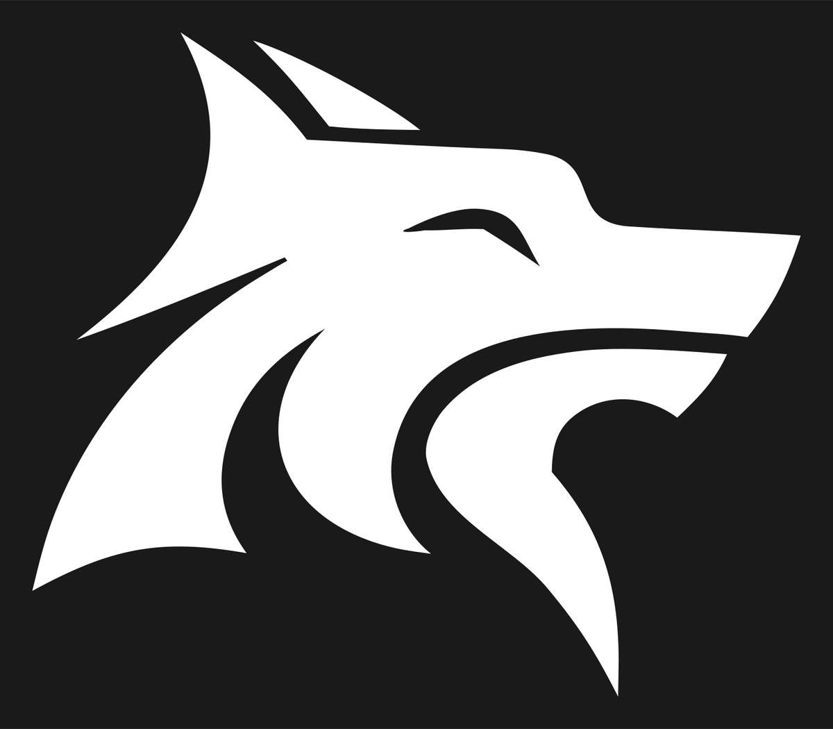 Bold Silhouette Side-Profile Wolf Head Badge #1a1a1a/#ffffff