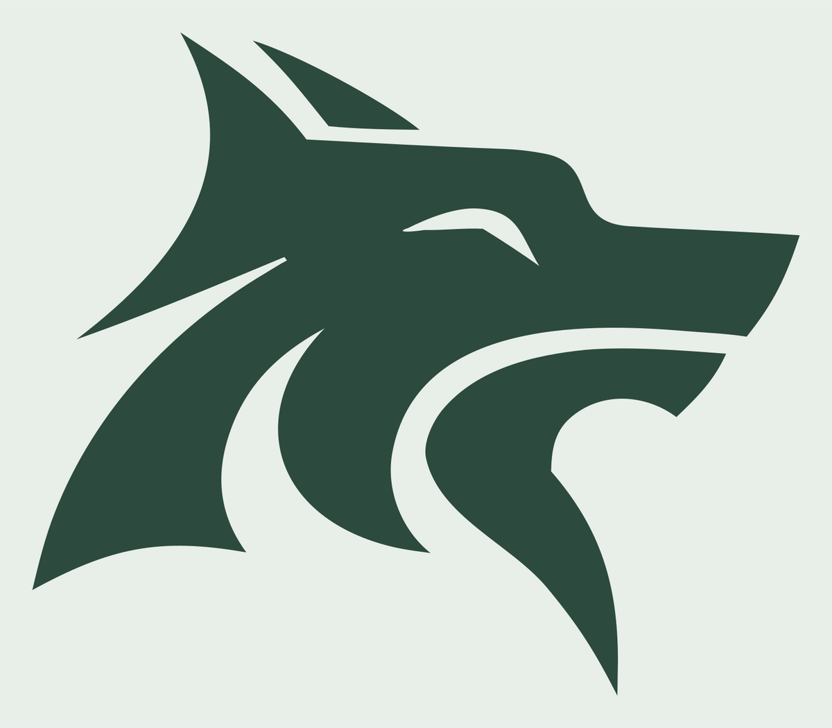 Bold Silhouette Side-Profile Wolf Head Badge #e8efe9/#2d4a3e