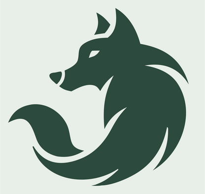 Hand-Drawn Curled Body Wolf Icon #e8efe9/#2d4a3e