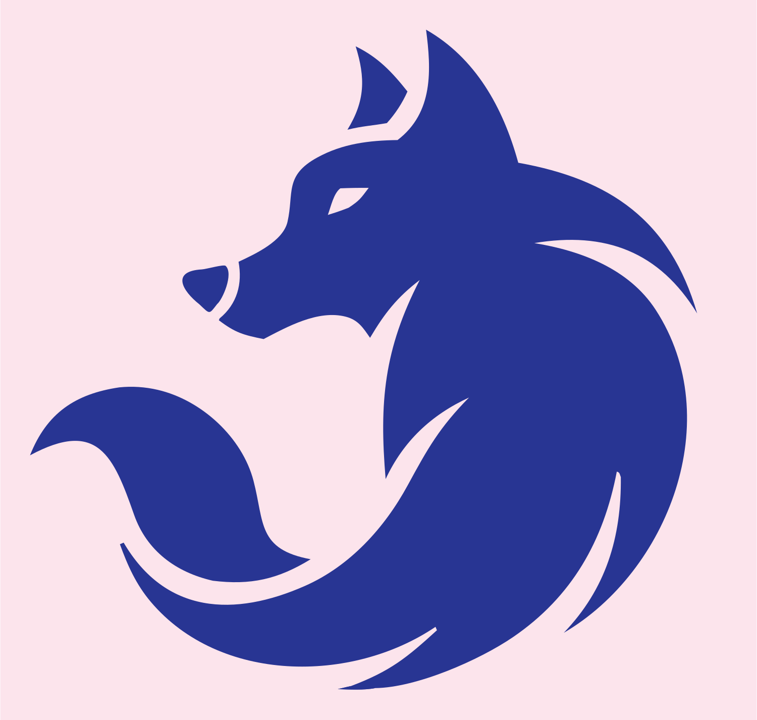 Hand-Drawn Curled Body Wolf Icon #fce4ec/#283593