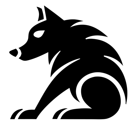 Bold Seated Wolf Silhouette Emblem
