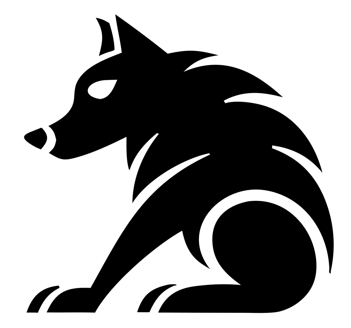 Bold Seated Wolf Silhouette Emblem #ffffff/#000000