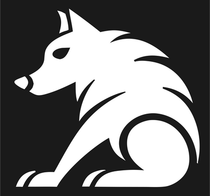 Bold Seated Wolf Silhouette Emblem #1a1a1a/#ffffff
