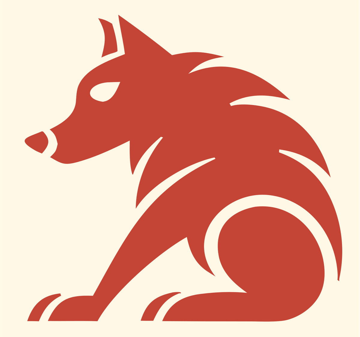 Bold Seated Wolf Silhouette Emblem #fff8e7/#c44536