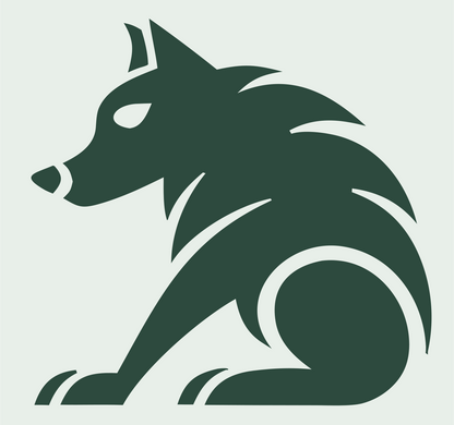 Bold Seated Wolf Silhouette Emblem #e8efe9/#2d4a3e