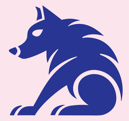 Bold Seated Wolf Silhouette Emblem #fce4ec/#283593