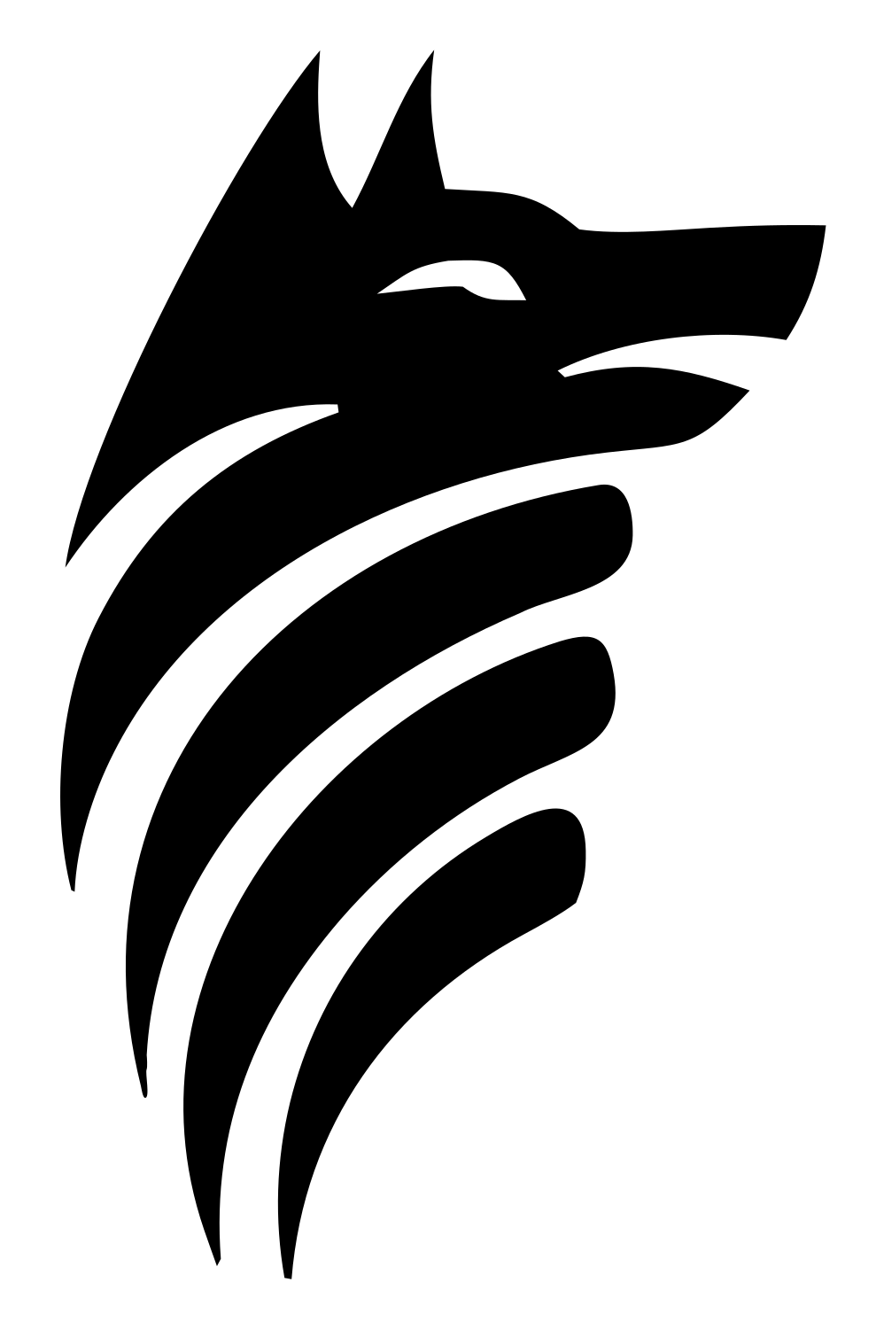 Swooping Stripe Mane Wolf Head Mark #ffffff/#000000