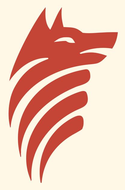 Swooping Stripe Mane Wolf Head Mark #fff8e7/#c44536