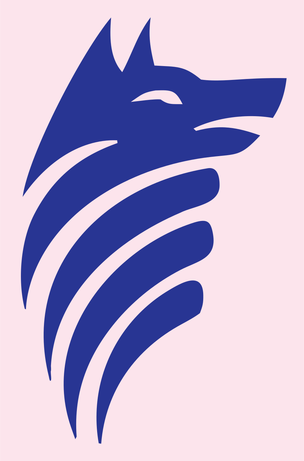 Swooping Stripe Mane Wolf Head Mark #fce4ec/#283593