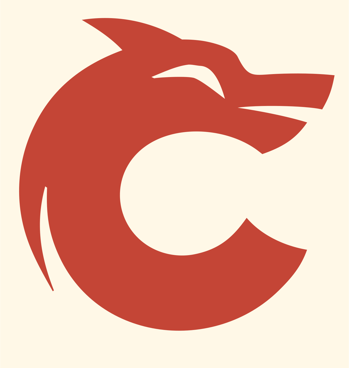 Wolf Head C-Shape Logo #fff8e7/#c44536