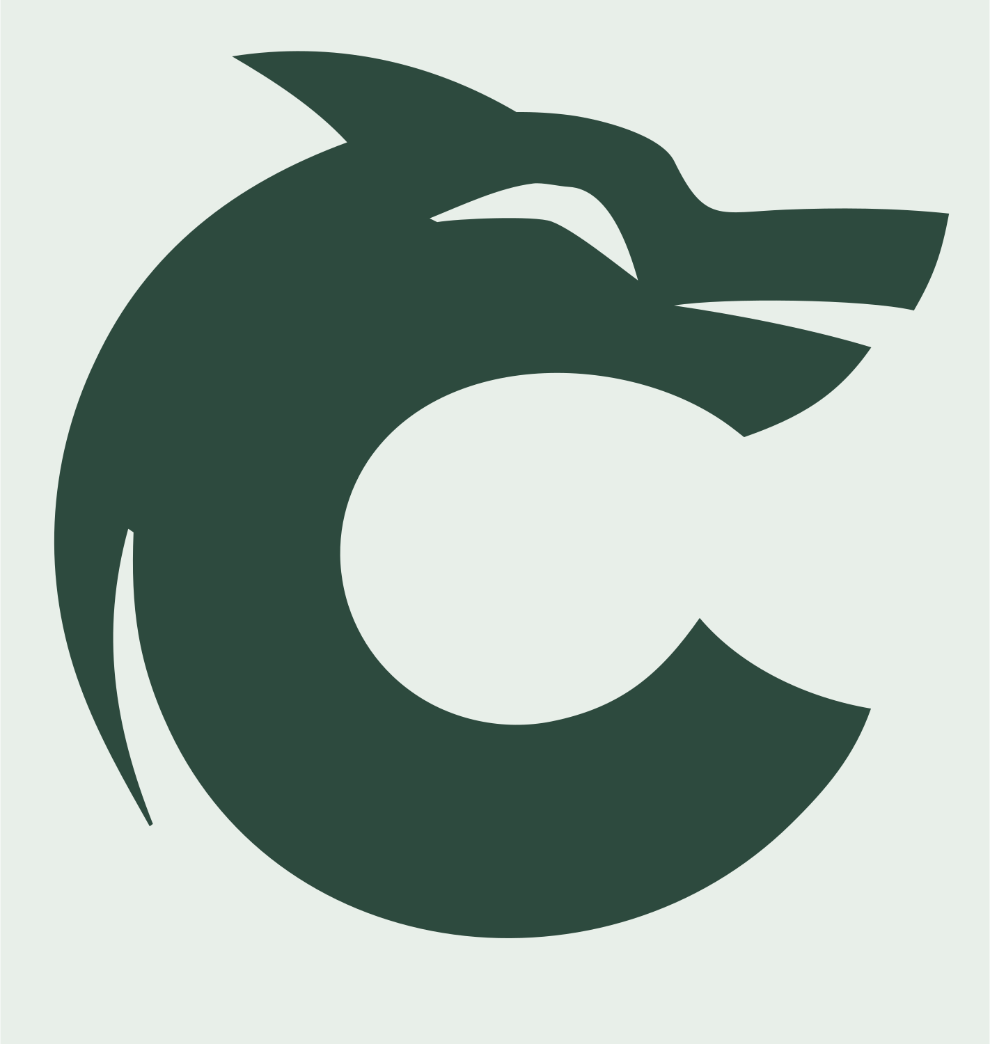 Wolf Head C-Shape Logo #e8efe9/#2d4a3e