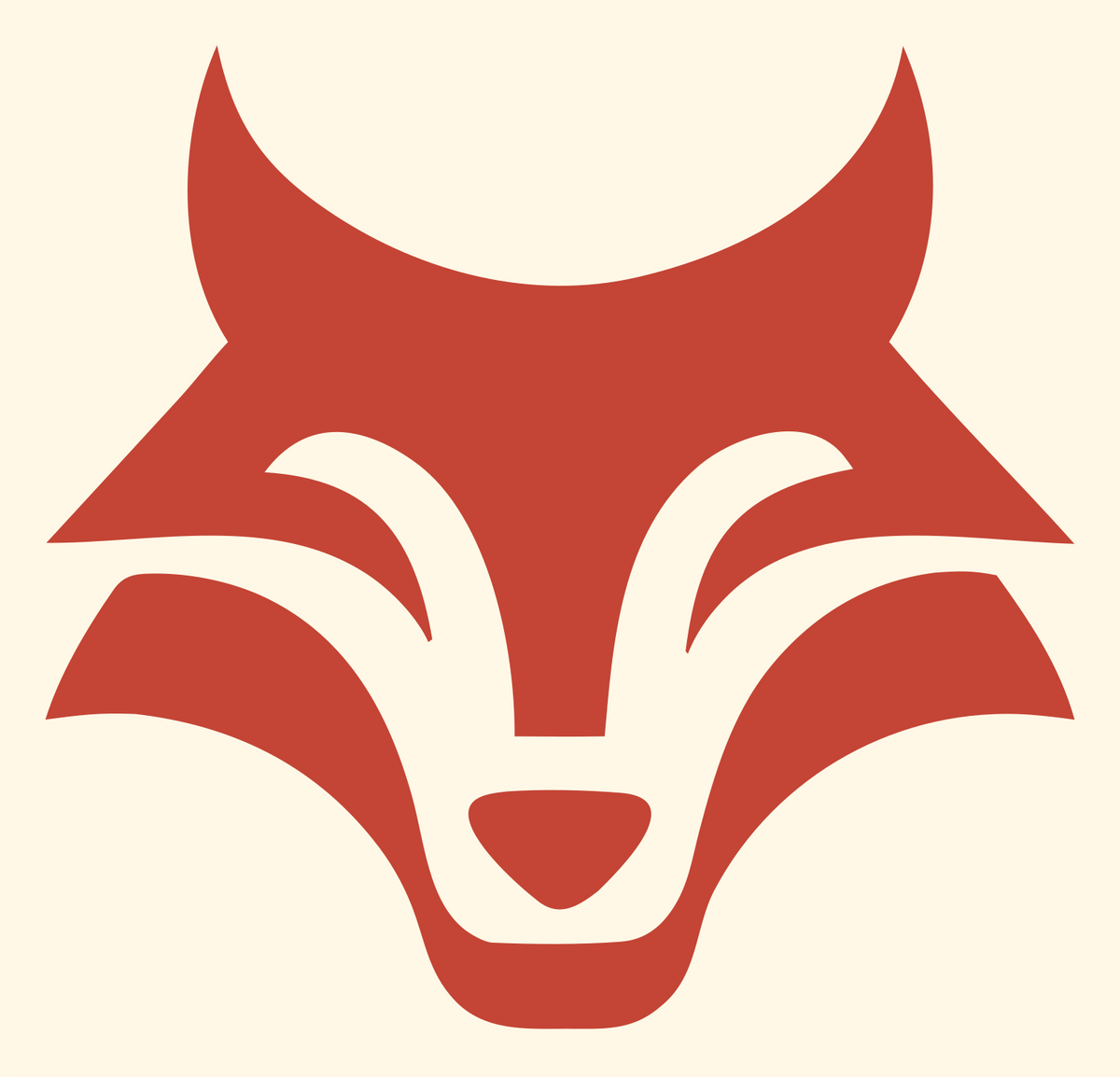 Bold Wolf Snout Logo #fff8e7/#c44536