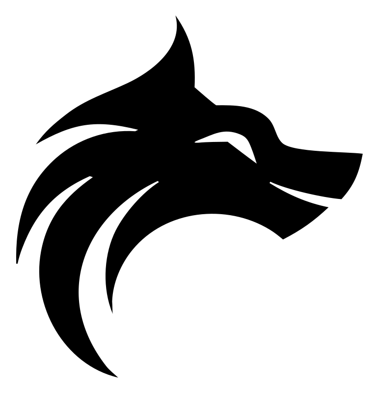 Hand-Drawn Swooping Mane Wolf Profile Mark