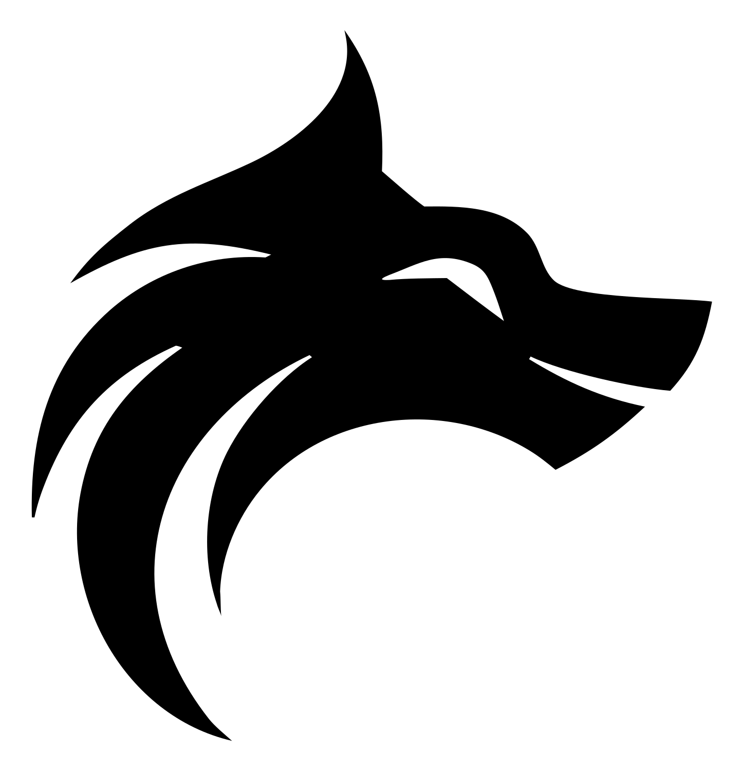 Hand-Drawn Swooping Mane Wolf Profile Mark #ffffff/#000000