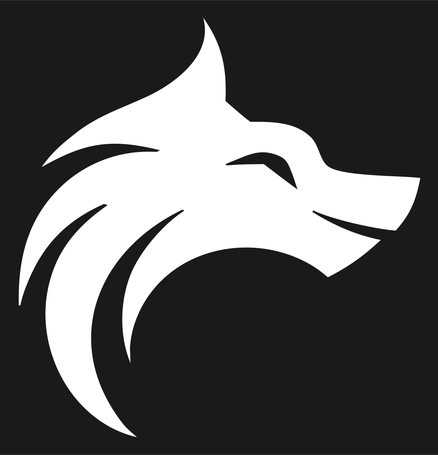 Hand-Drawn Swooping Mane Wolf Profile Mark #1a1a1a/#ffffff