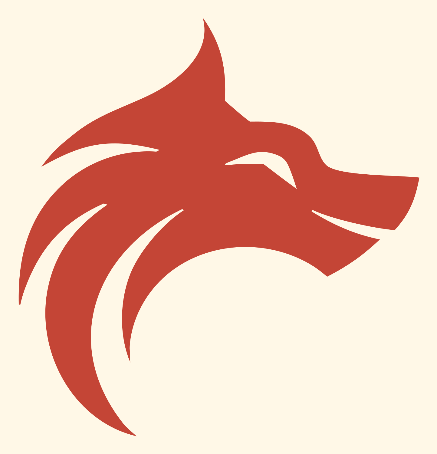 Hand-Drawn Swooping Mane Wolf Profile Mark #fff8e7/#c44536