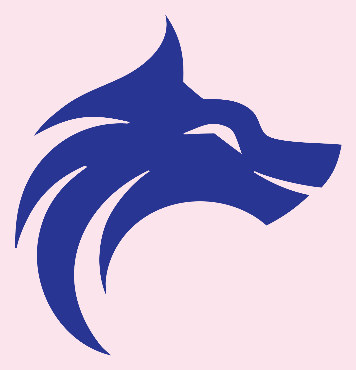 Hand-Drawn Swooping Mane Wolf Profile Mark #fce4ec/#283593