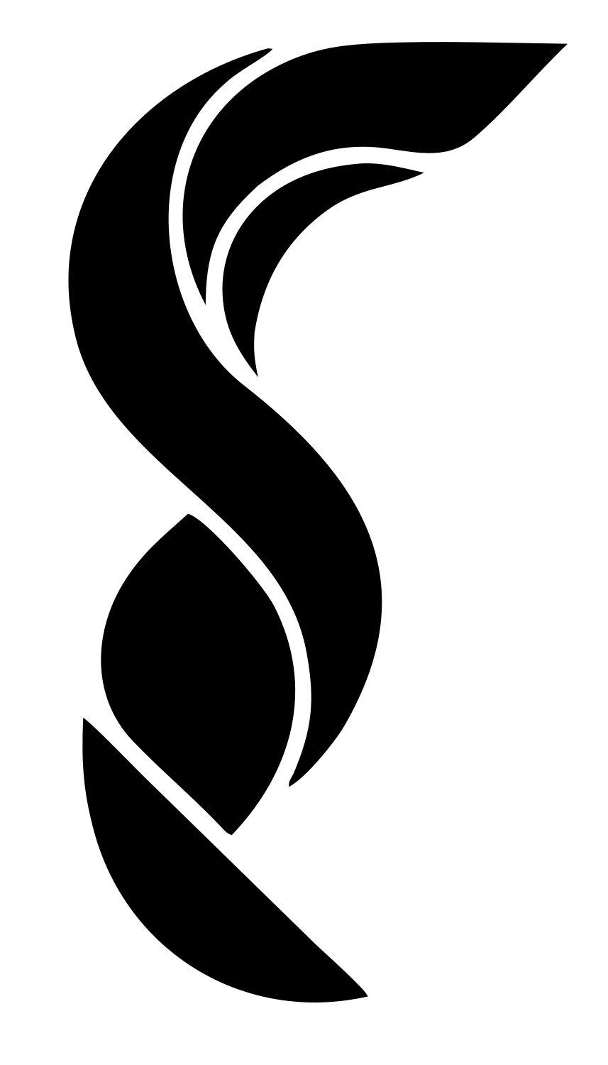 Layered Overlap Swirling Fox Tail Mark #ffffff/#000000