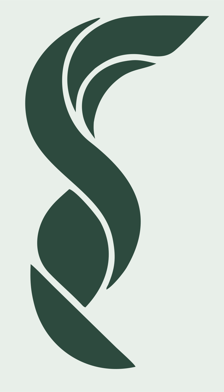 Layered Overlap Swirling Fox Tail Mark #e8efe9/#2d4a3e