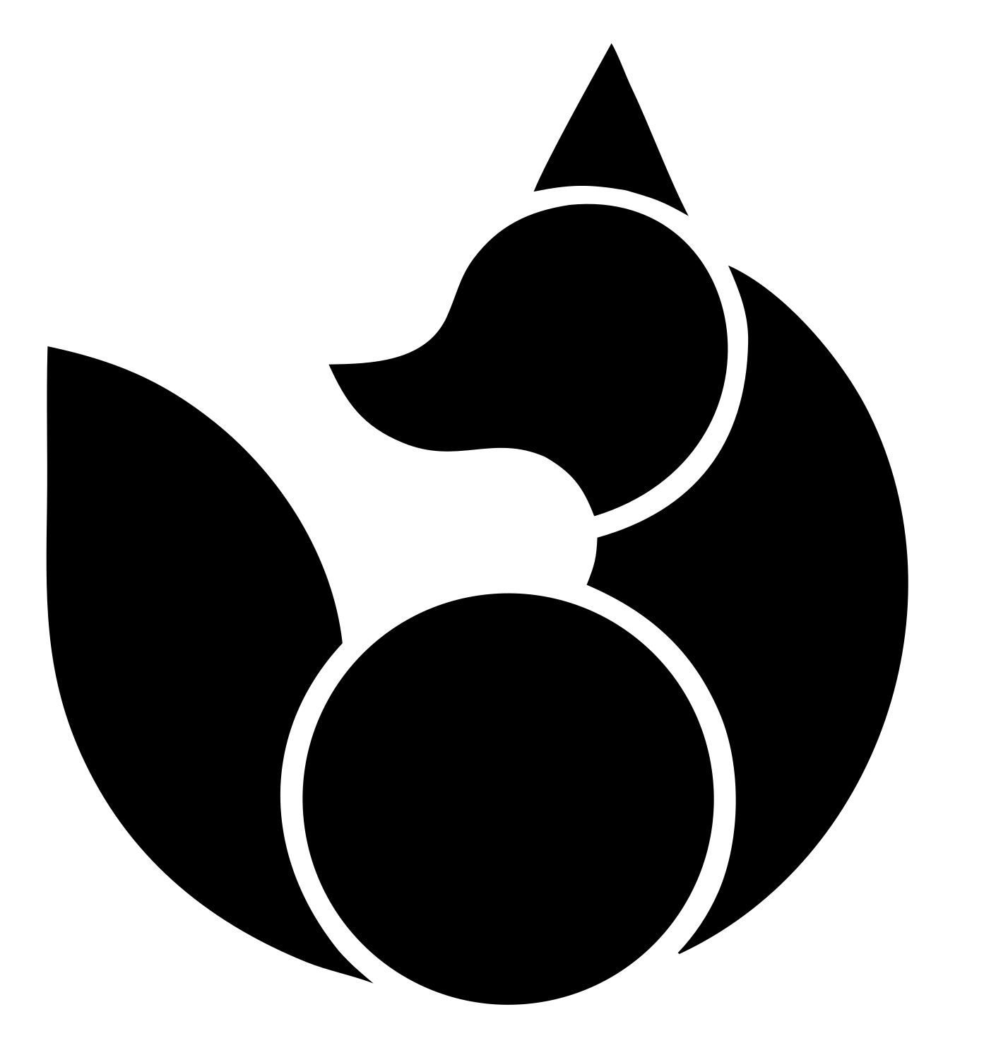 Layered Overlap Crouching Fox Body Crest #ffffff/#000000