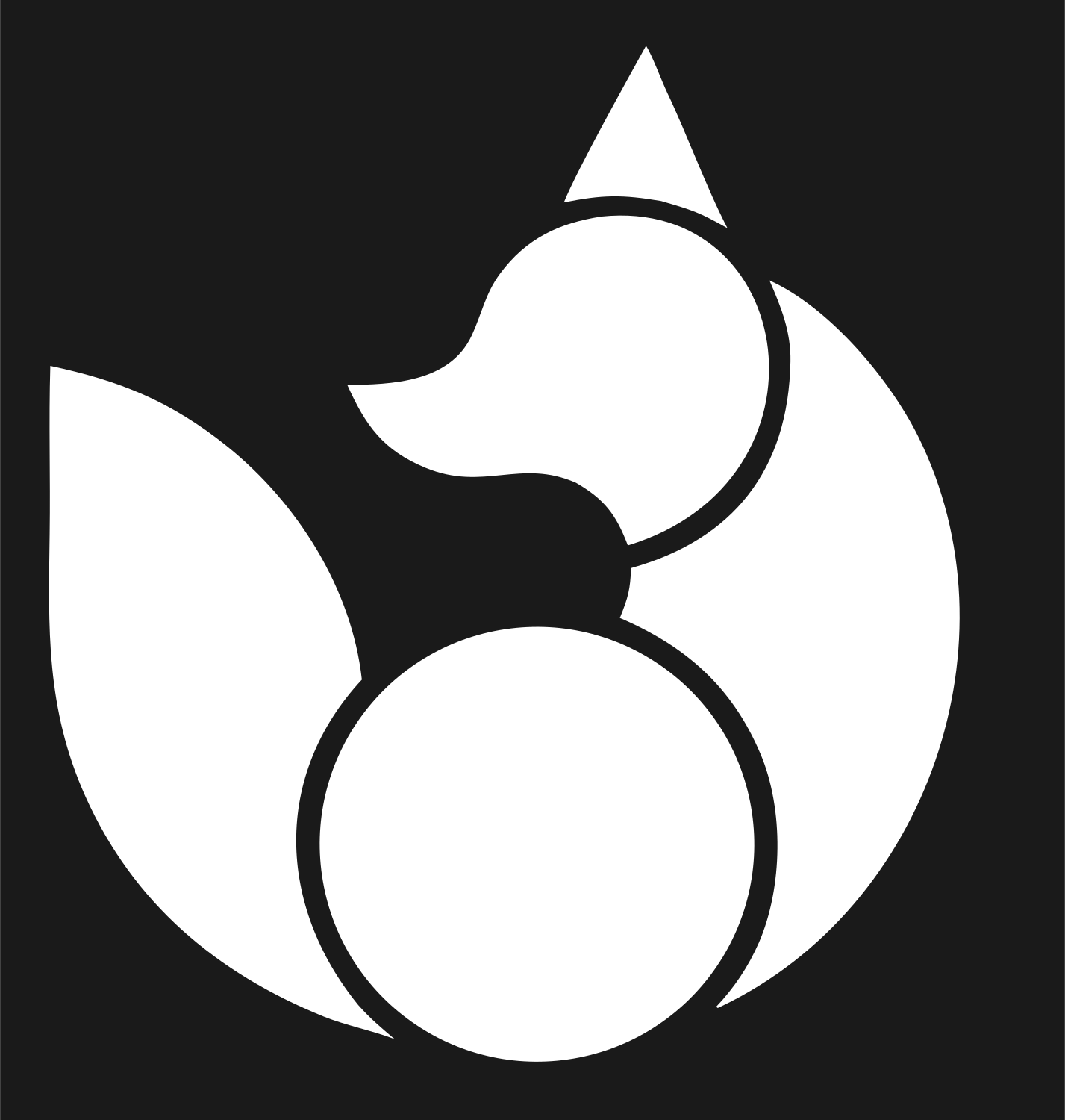 Layered Overlap Crouching Fox Body Crest #1a1a1a/#ffffff