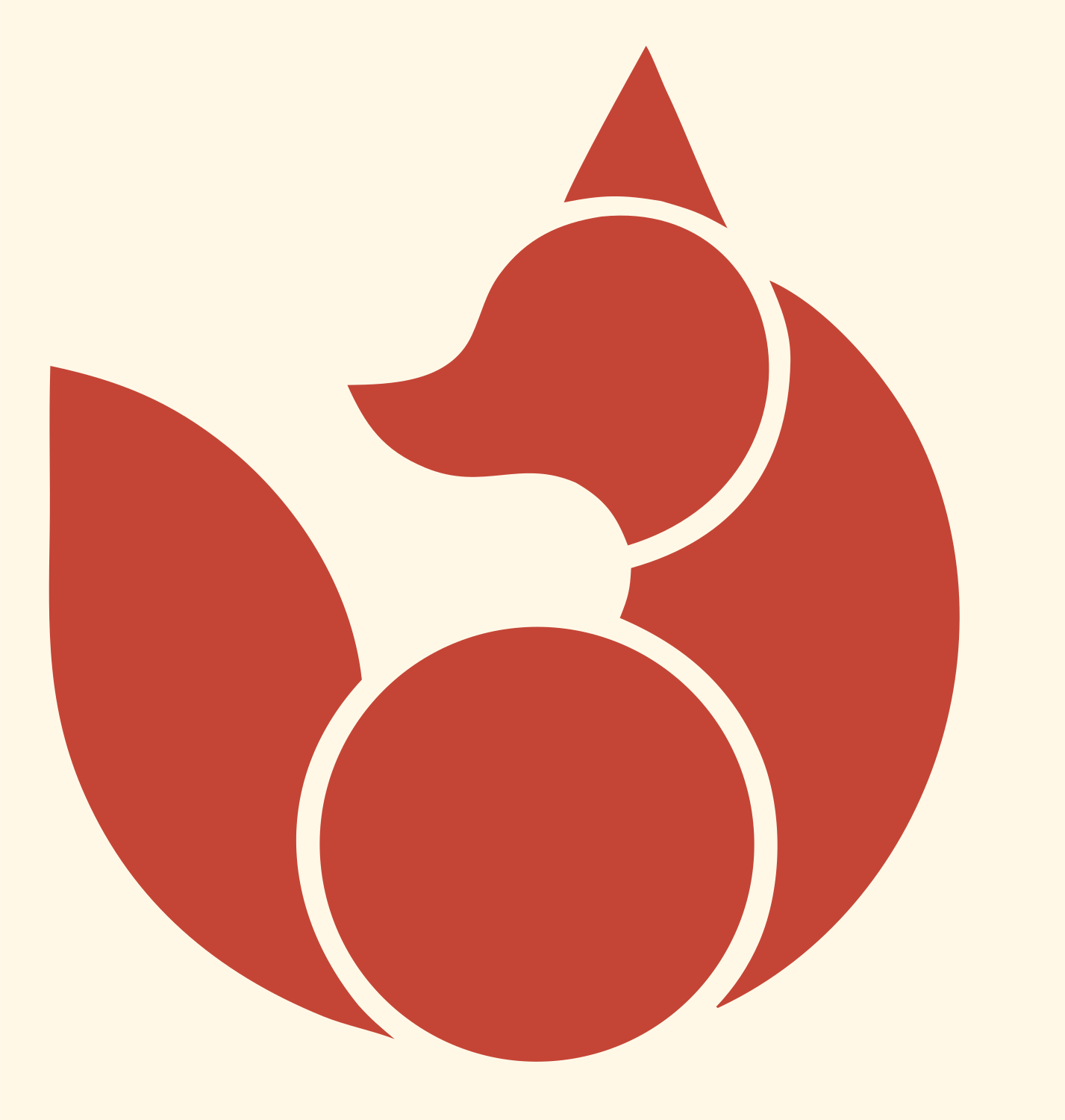 Layered Overlap Crouching Fox Body Crest #fff8e7/#c44536
