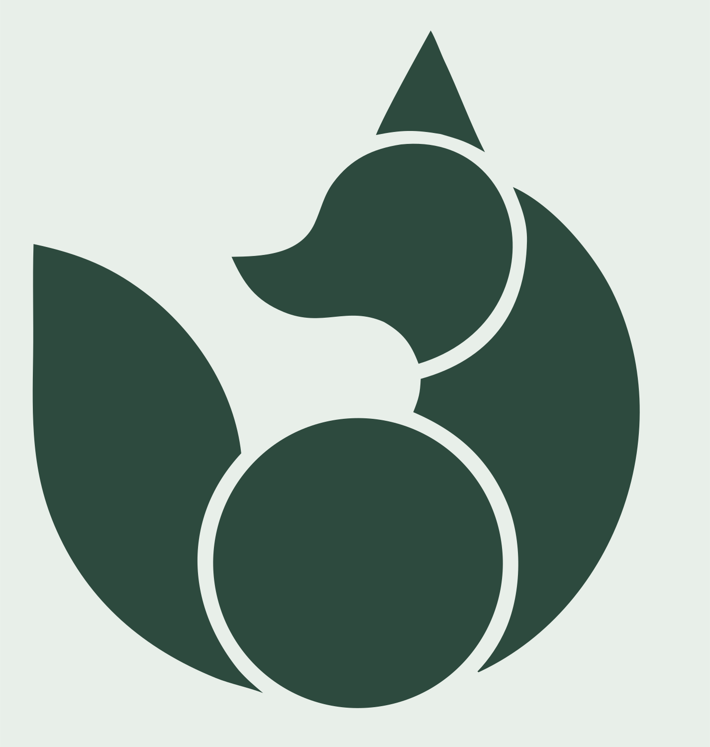 Layered Overlap Crouching Fox Body Crest #e8efe9/#2d4a3e