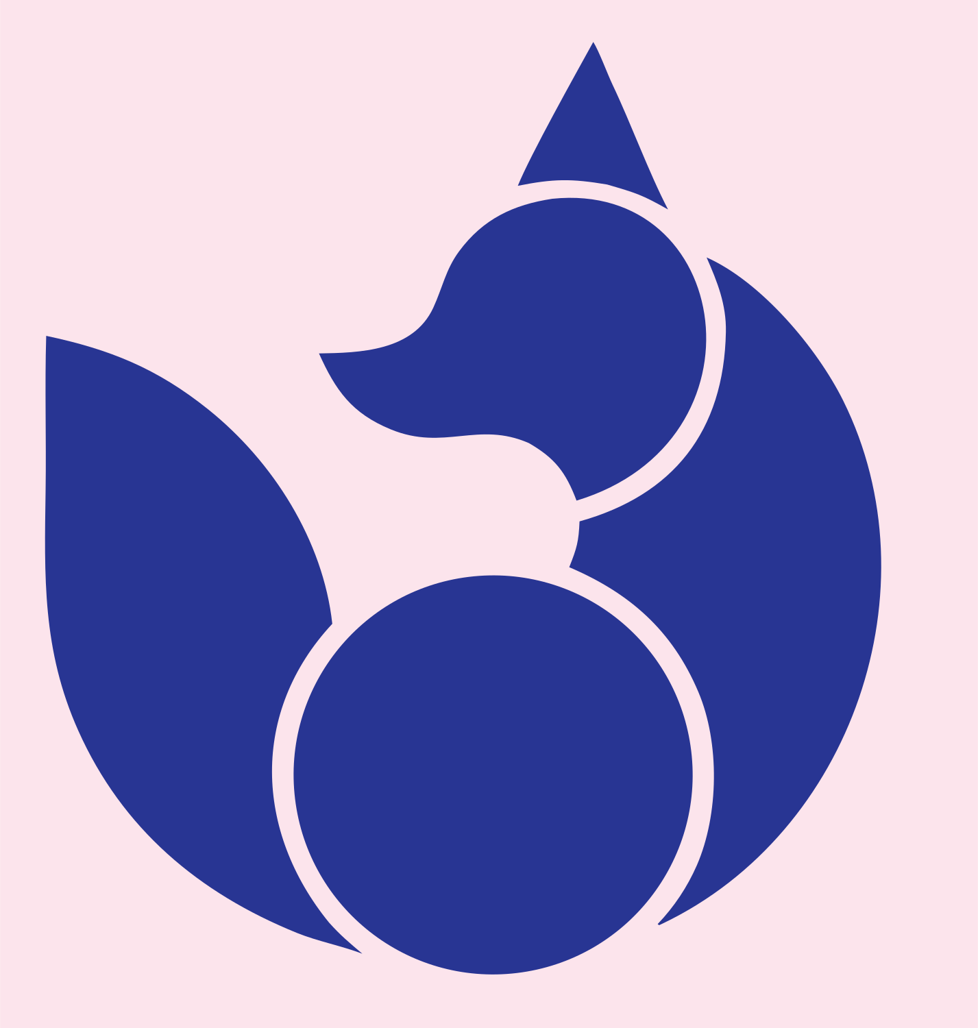 Layered Overlap Crouching Fox Body Crest #fce4ec/#283593